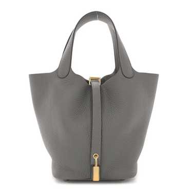 HERMES Taurillon Clemence Picotin Lock 18 PM Gris 