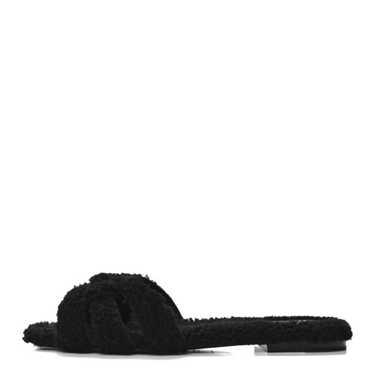 SAINT LAURENT Shearling Tribute Flat Mules 37.5 B… - image 1