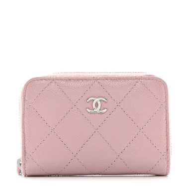 CHANEL Caviar Quilted Zip Coin Purse Light Pink