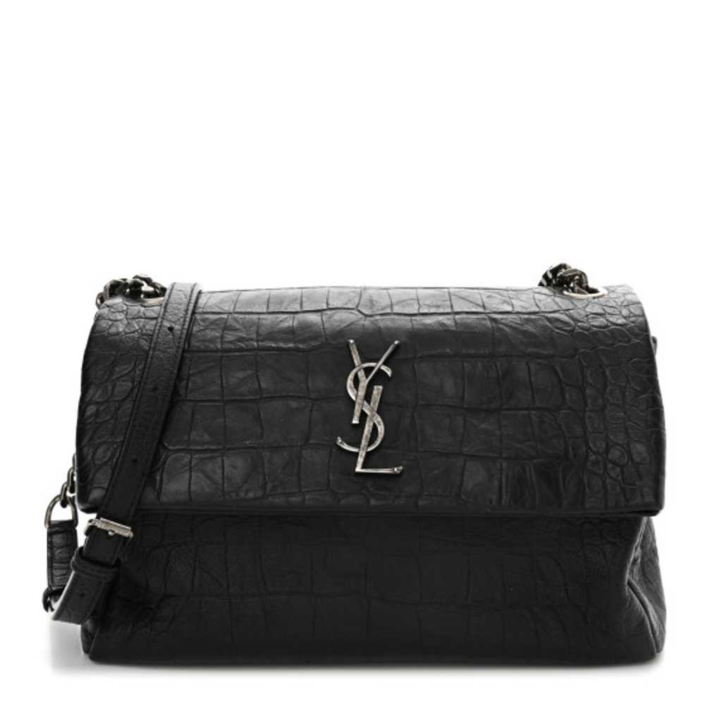 SAINT LAURENT Calfskin Crocodile Embossed Medium … - image 1