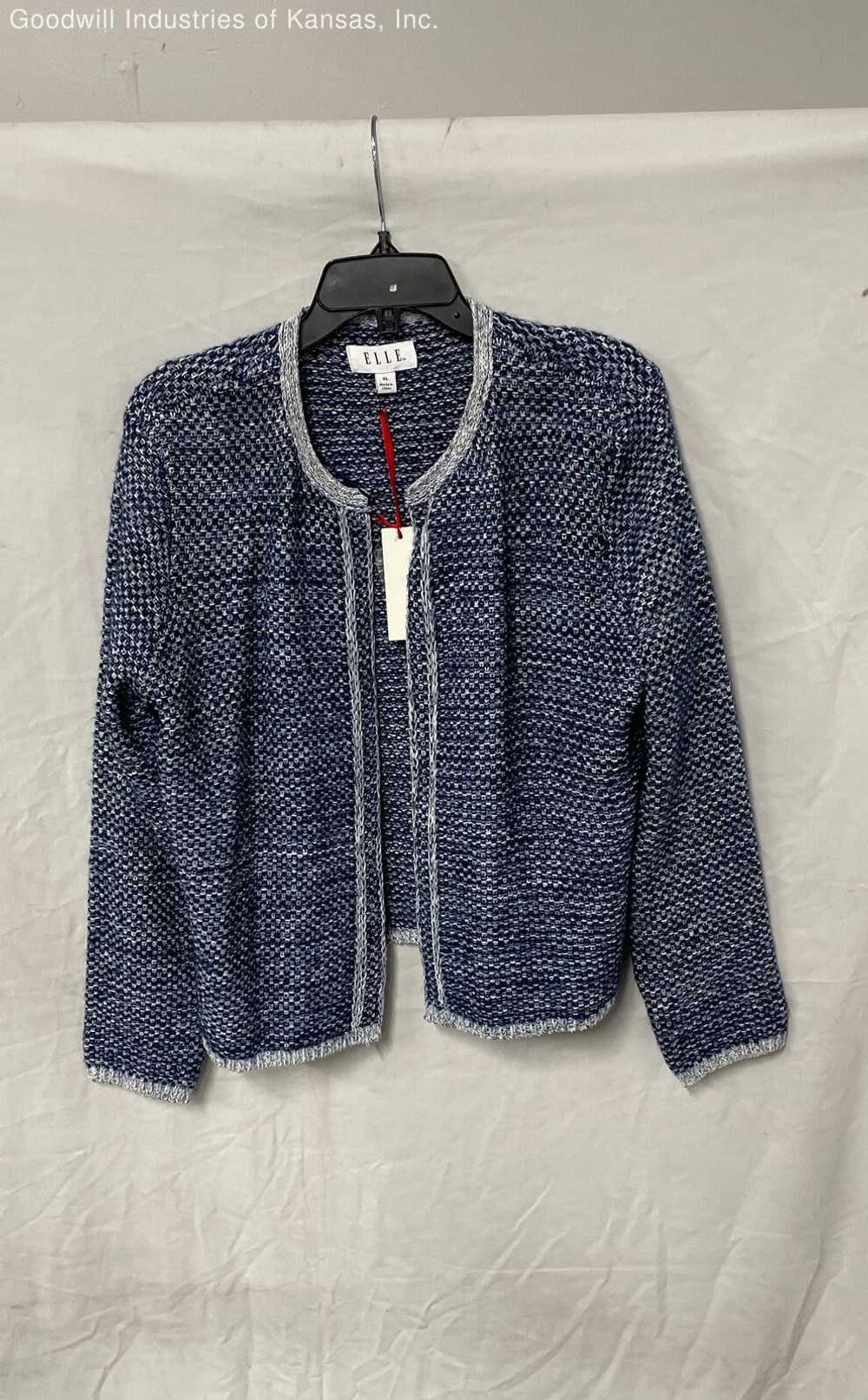 Elle Navy/White Jacket Sweater - Size XL - image 1