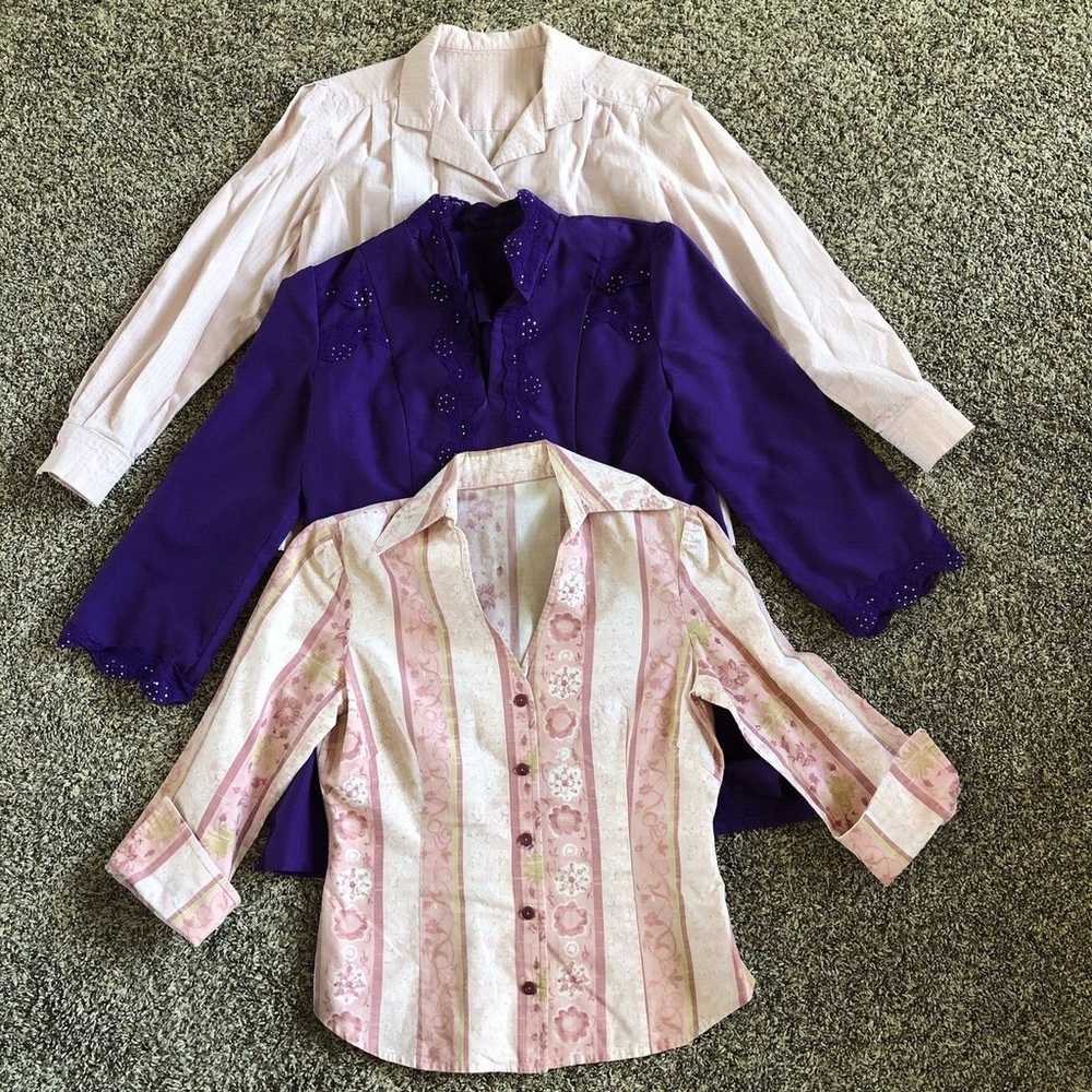 Vintage Women’s Handmade Lot Of 3 Tops Blouses Si… - image 12