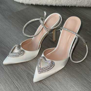 White satin wedding heels