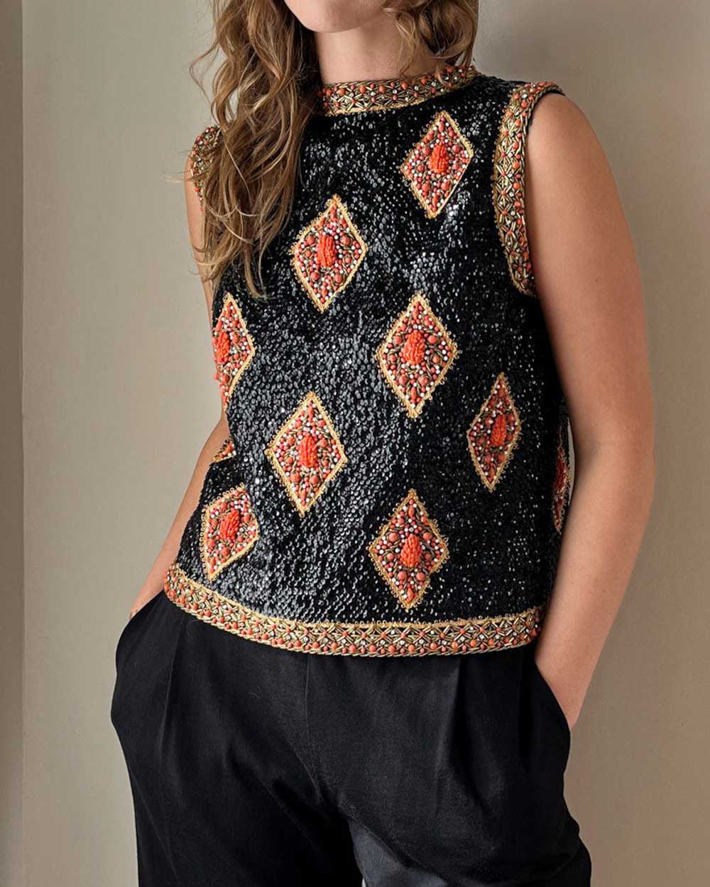 60s Valentina Beaded Wool Vest | M - image 2