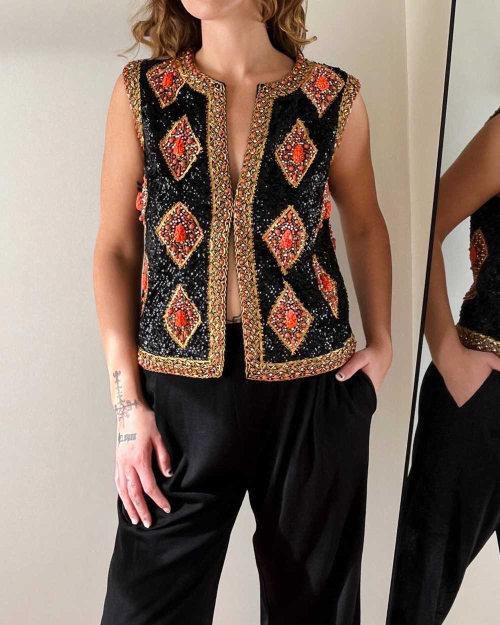 60s Valentina Beaded Wool Vest | M - image 3