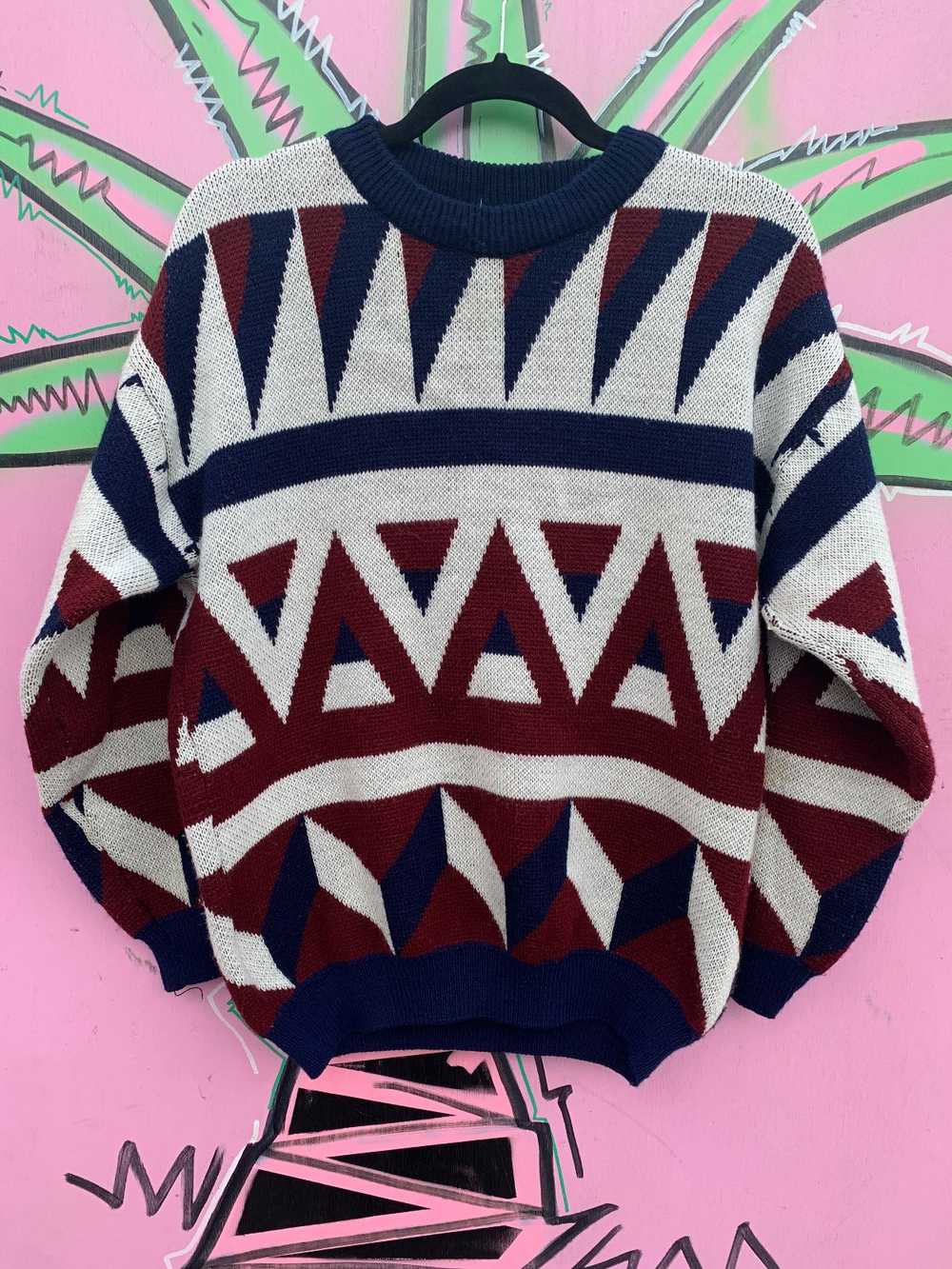 AS-IS 1990S GEOMETRIC KNIT SWEATER - image 1