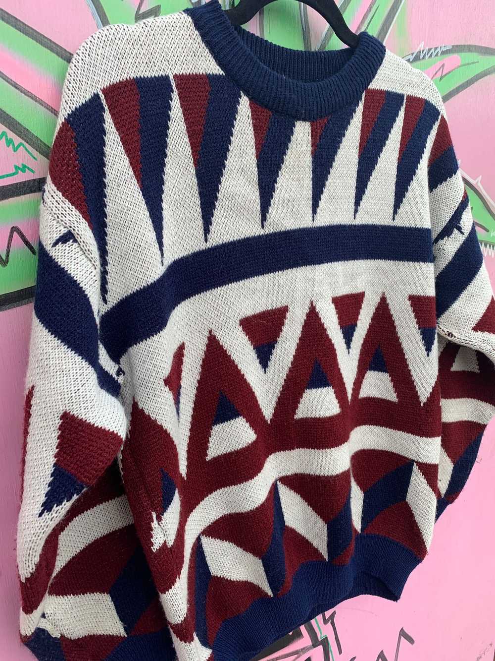 AS-IS 1990S GEOMETRIC KNIT SWEATER - image 3