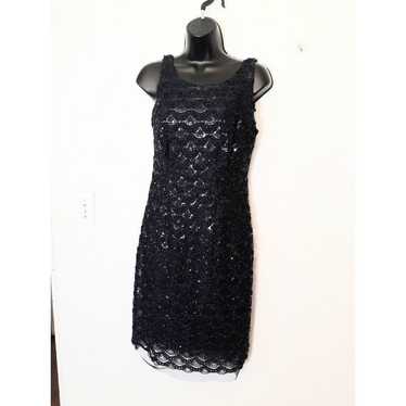 SD collection sequin mesh navy dress