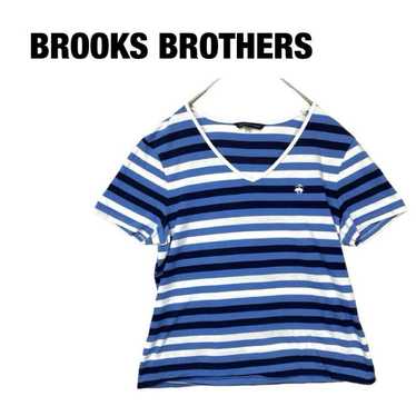 4【BROOKS BROTHERS】T-shirt Cut and Sew Stripe V-Nec