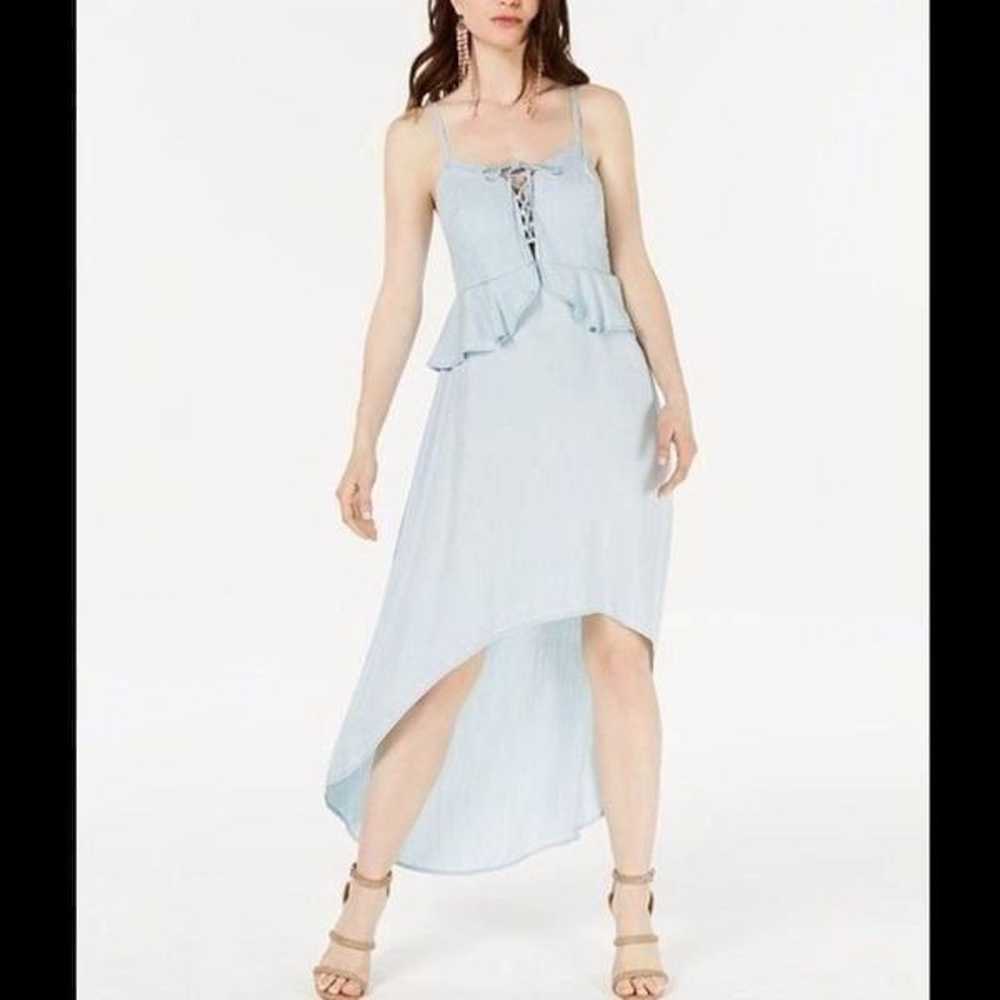 Guess Denim Chambray High Low Lace Up Peplum Dres… - image 2