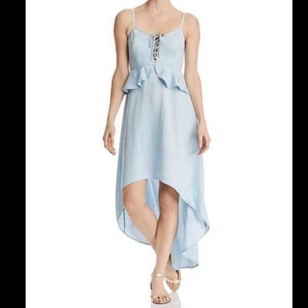 Guess Denim Chambray High Low Lace Up Peplum Dres… - image 3