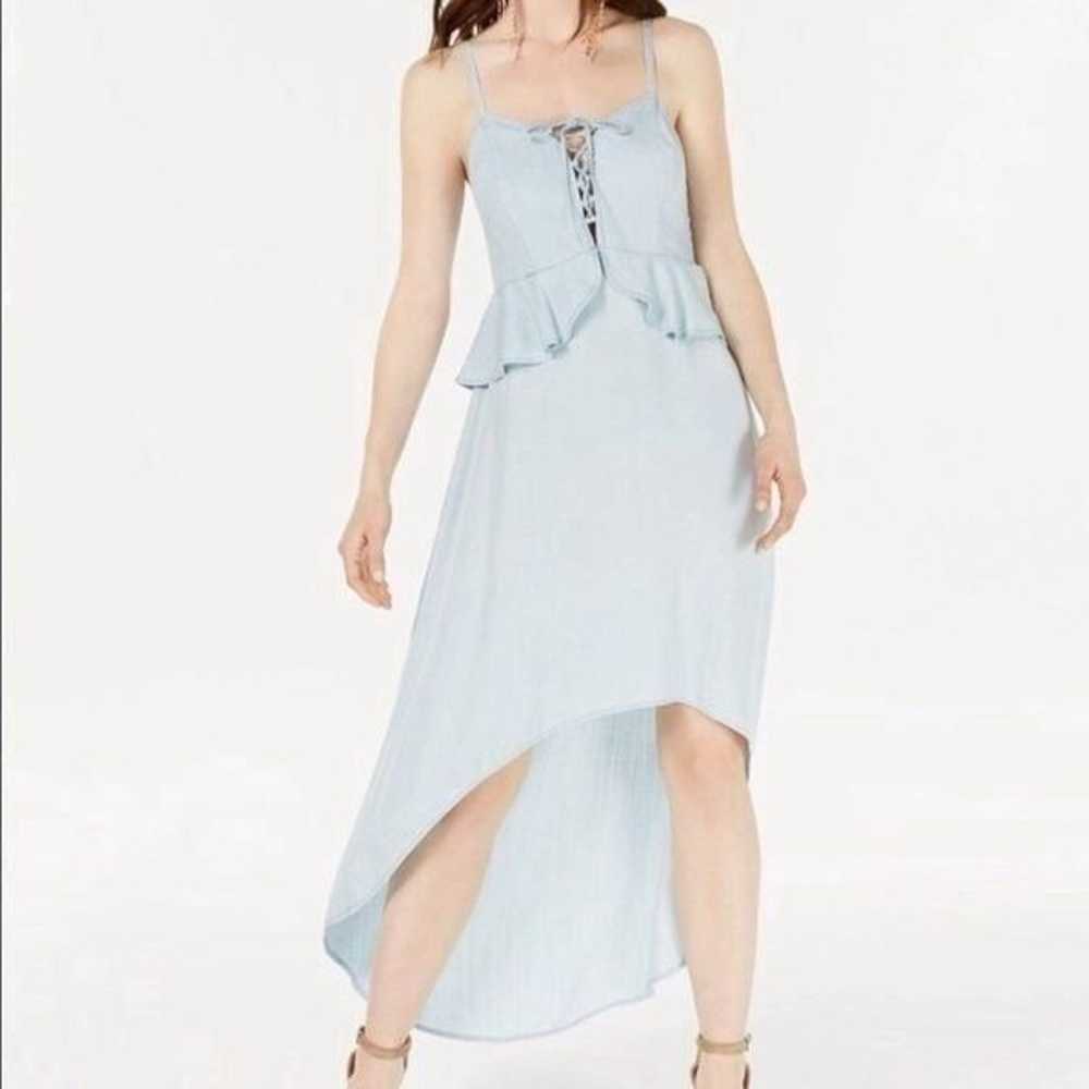 Guess Denim Chambray High Low Lace Up Peplum Dres… - image 4