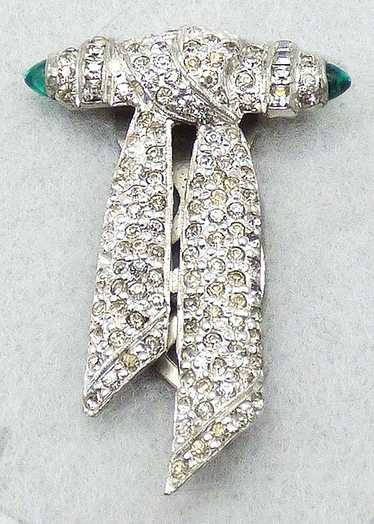 Art Deco Rhinestone Bow Dress Clip