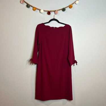 Talbots burgundy scalloped shift dress