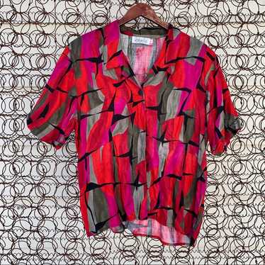 Vintage 90s Rafaella red abstract button blouse