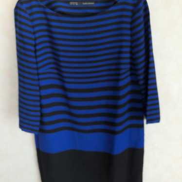 ZARA BASIC Blue and Black Striped Dress S