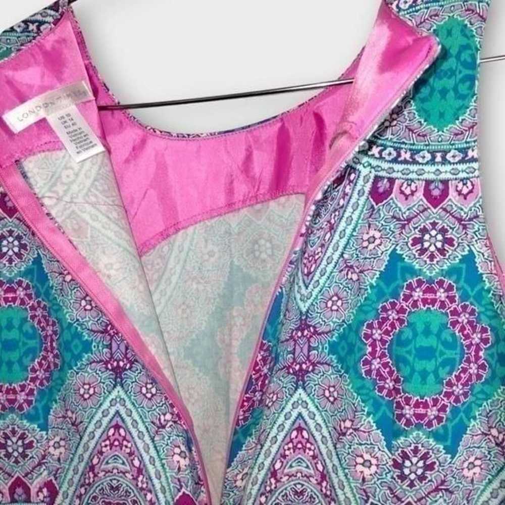 London Times Womens Dress Sz 10 Blue Pink Mandala… - image 4