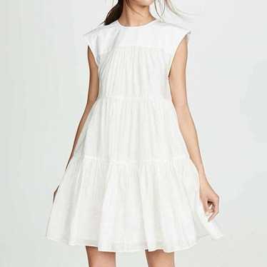 Rebecca Minkoff White Lizzie Tiered Cotton Dress L