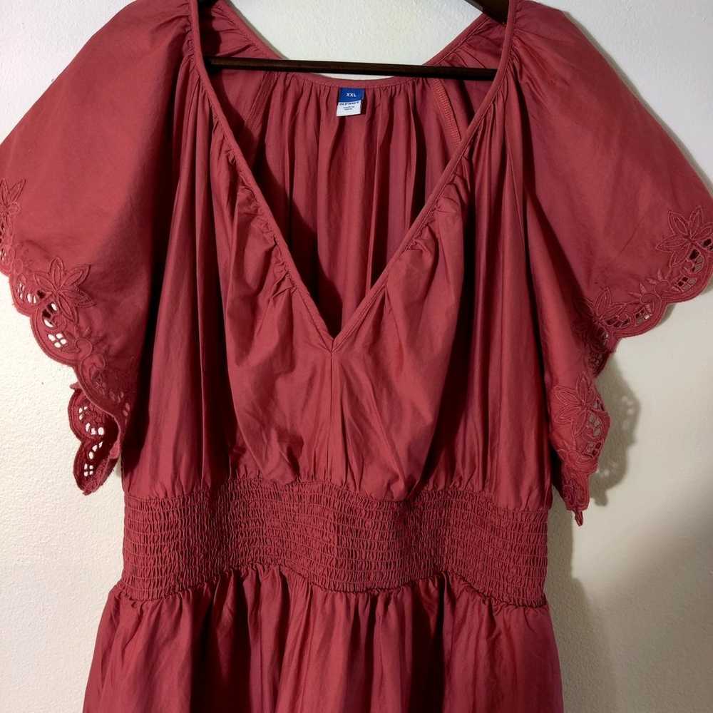 Old Navy Midi Dress Sz 2X Short Sleeve V-Neck Mau… - image 7