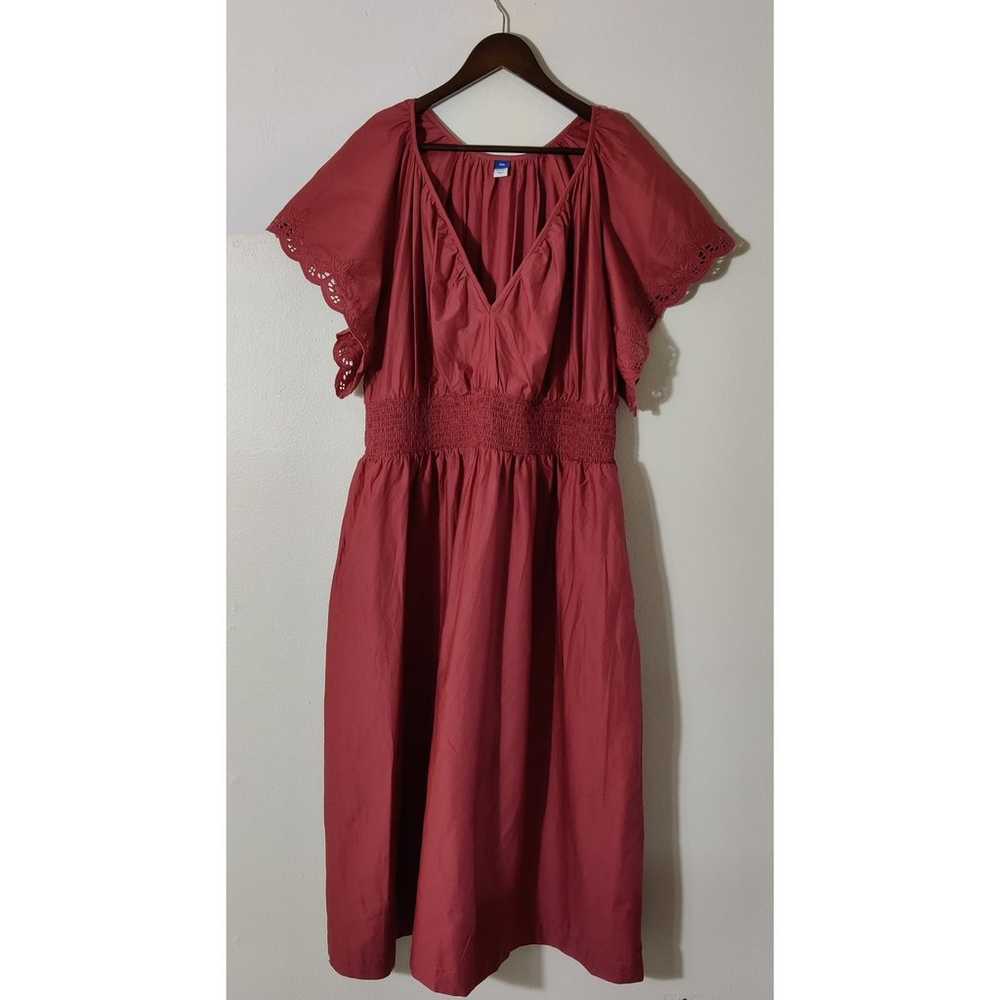 Old Navy Midi Dress Sz 2X Short Sleeve V-Neck Mau… - image 9