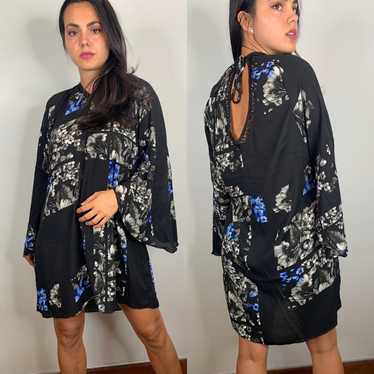 City Chic Black Floral Long Sleeve Shift Dress