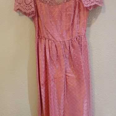 Vintage 1980s pink lace dress - image 1