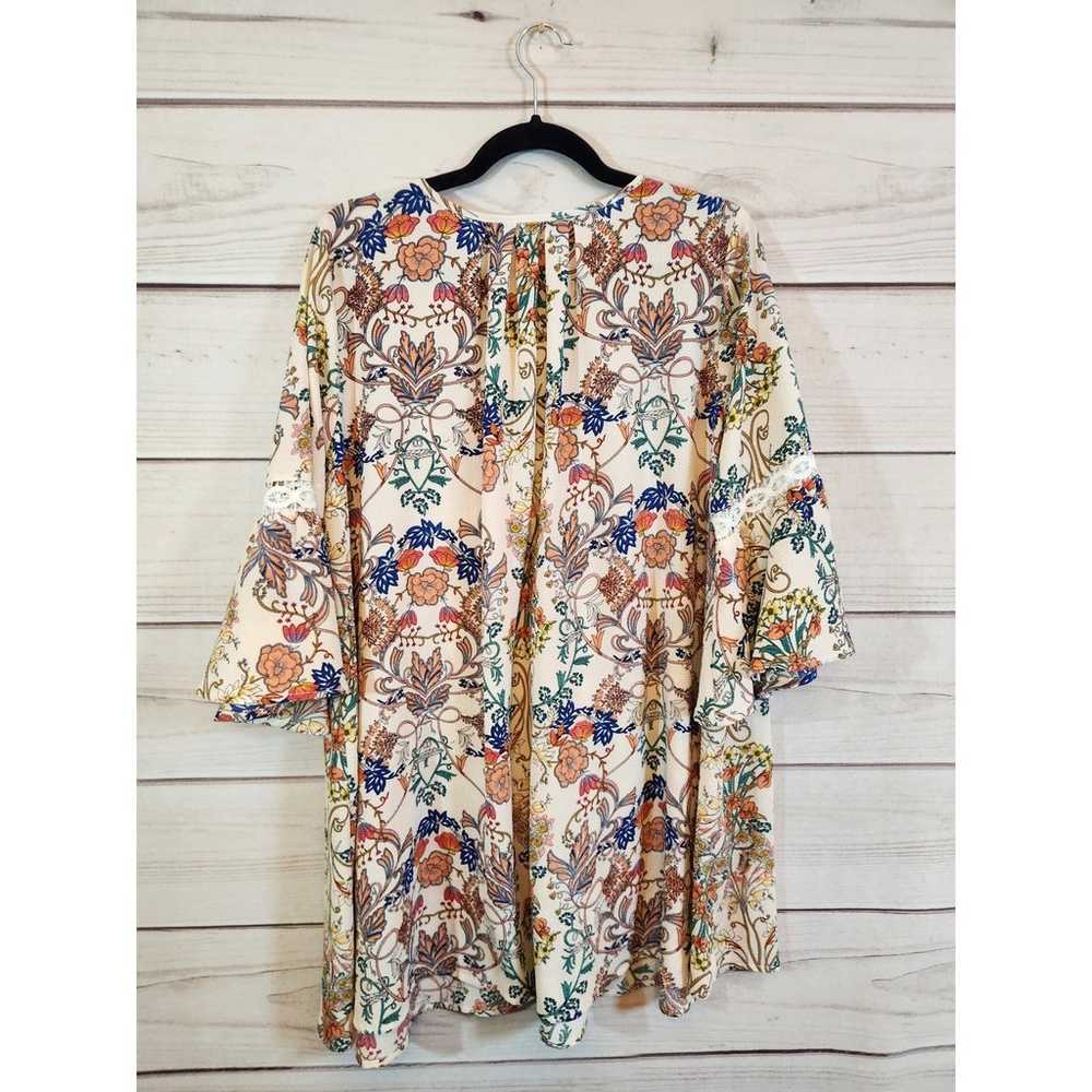 Umgee Womens Multicolor Floral Bell 3/4 Sleeve Cr… - image 2