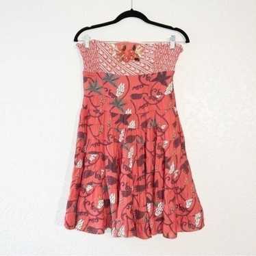 Free People Red Floral Strapless Dress Size 4