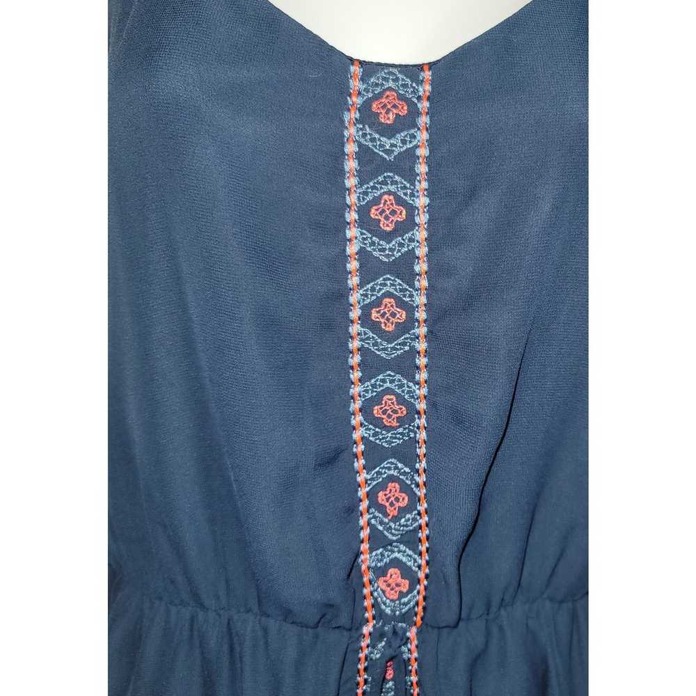 Maurices Dark Blue Pink Embroidered Detail A-Line… - image 5