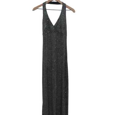 Vintage Black and Silver Glitter Halter Dress