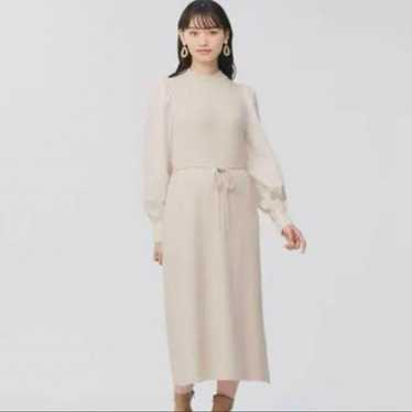 Long Knit One-Piece Dress, Cream Color, GU, Size L - image 1