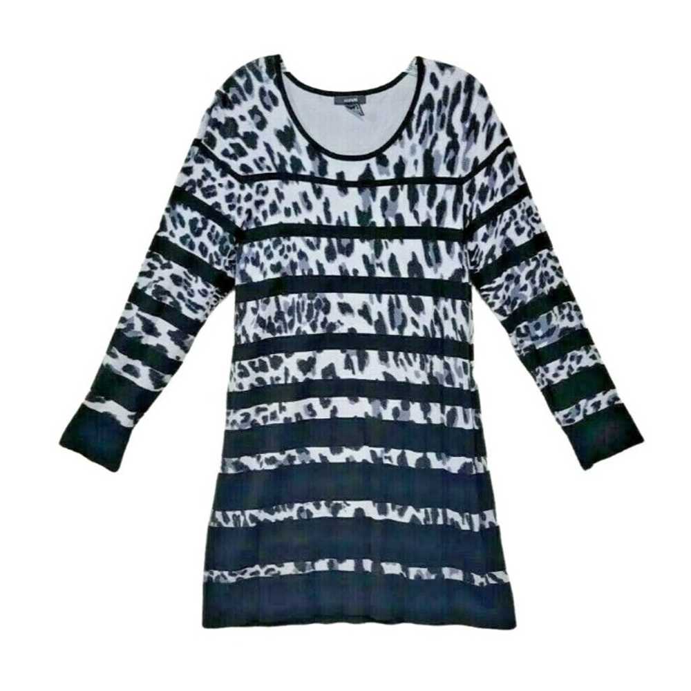 Alfani Black and Grey Leopard Striped Long Sleeve… - image 1