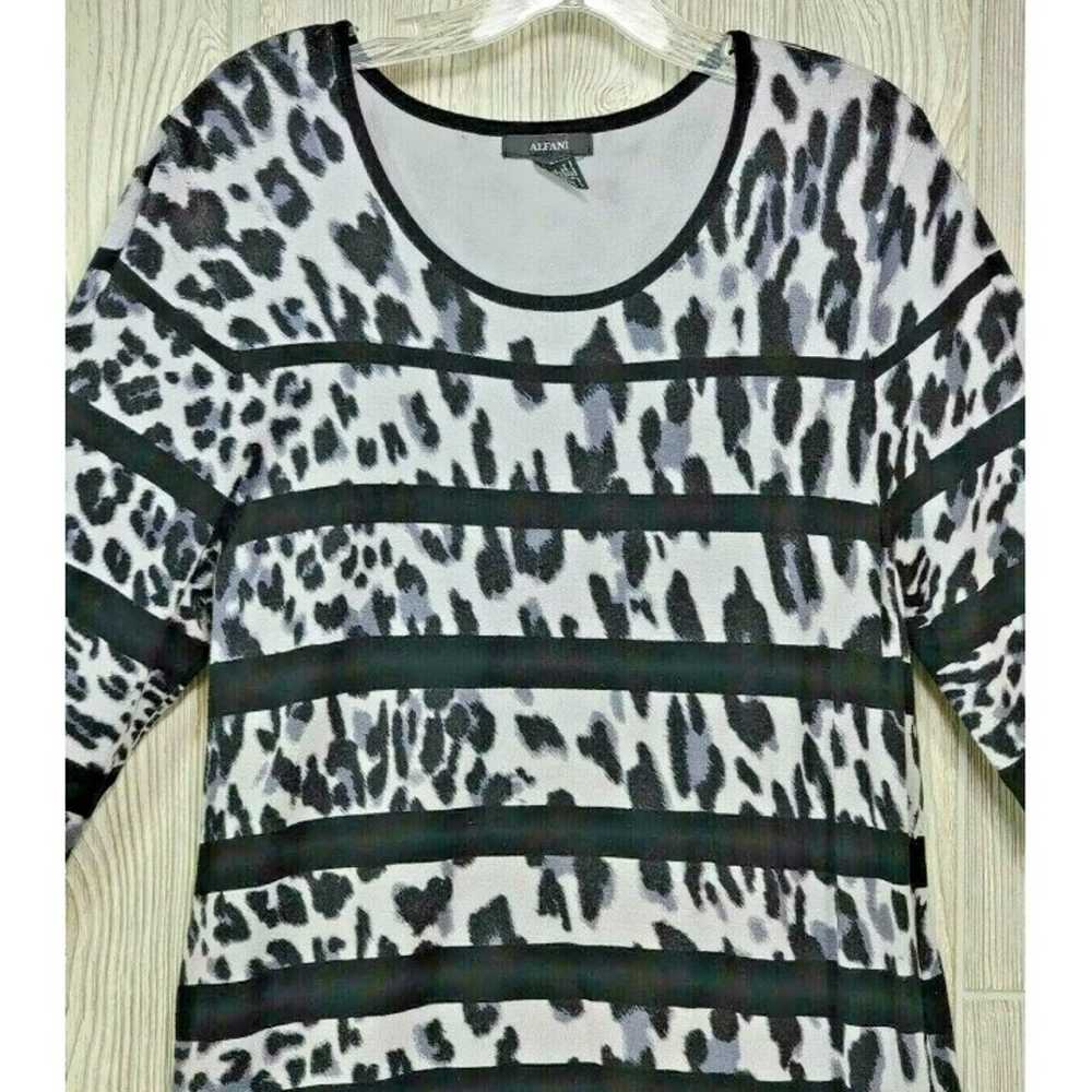 Alfani Black and Grey Leopard Striped Long Sleeve… - image 2