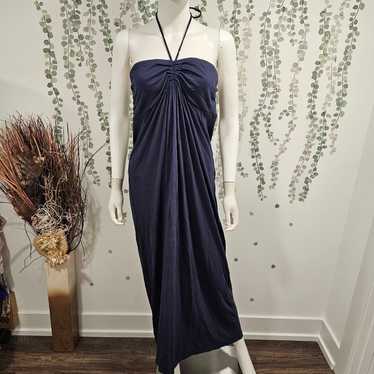 Tommy Bahama Tie Neck Blue Maxi Dress Size M - image 1