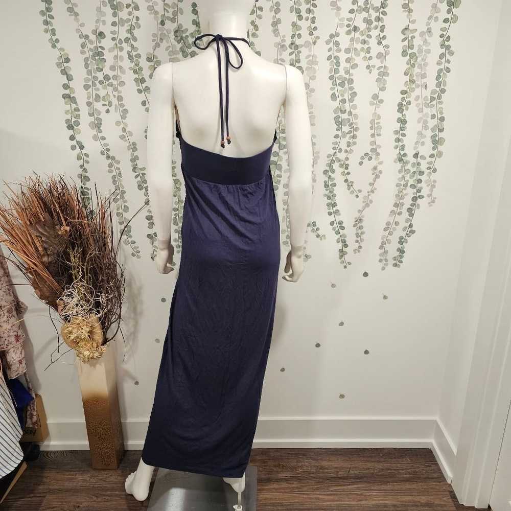 Tommy Bahama Tie Neck Blue Maxi Dress Size M - image 5