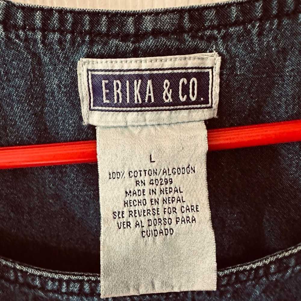 Vintage 90s Erika & Co Embroidered Floral Denim D… - image 2