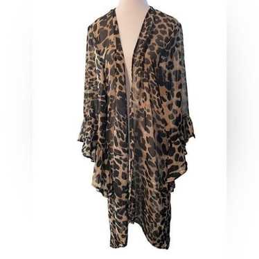 SHEER LEOPARD ANIMAL PRINT KIMONO, XL