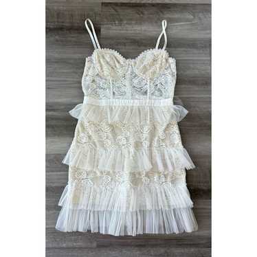 Fashion Nova Ivory Lace Mini Dress Size XL Ruffle… - image 1