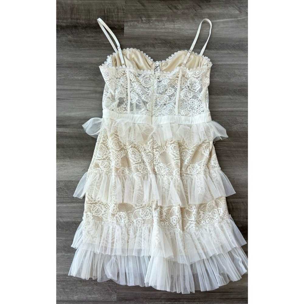 Fashion Nova Ivory Lace Mini Dress Size XL Ruffle… - image 2