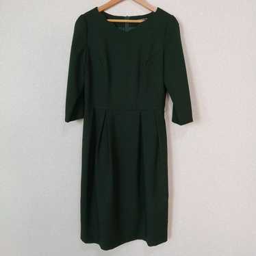 Dark Green Three-Quarter Sleeve Knee-Length Dress - image 1