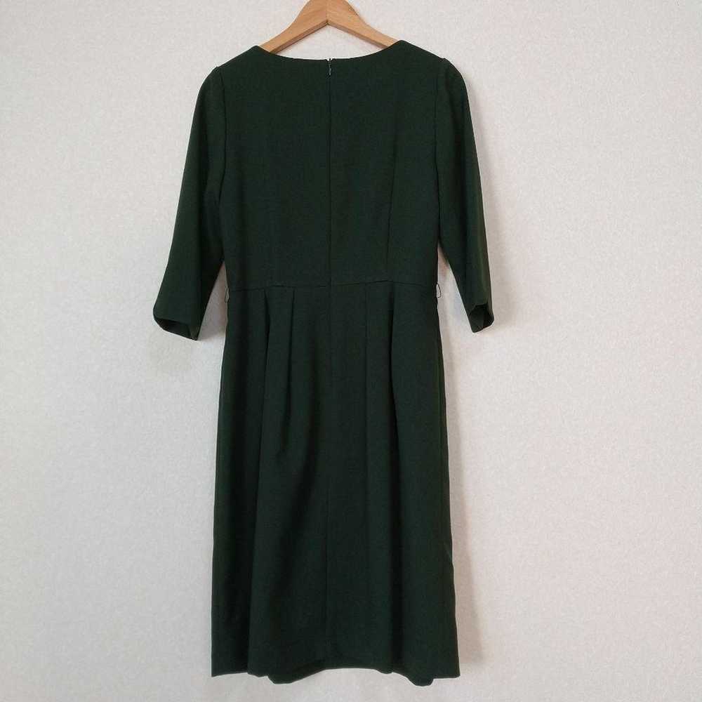 Dark Green Three-Quarter Sleeve Knee-Length Dress - image 2