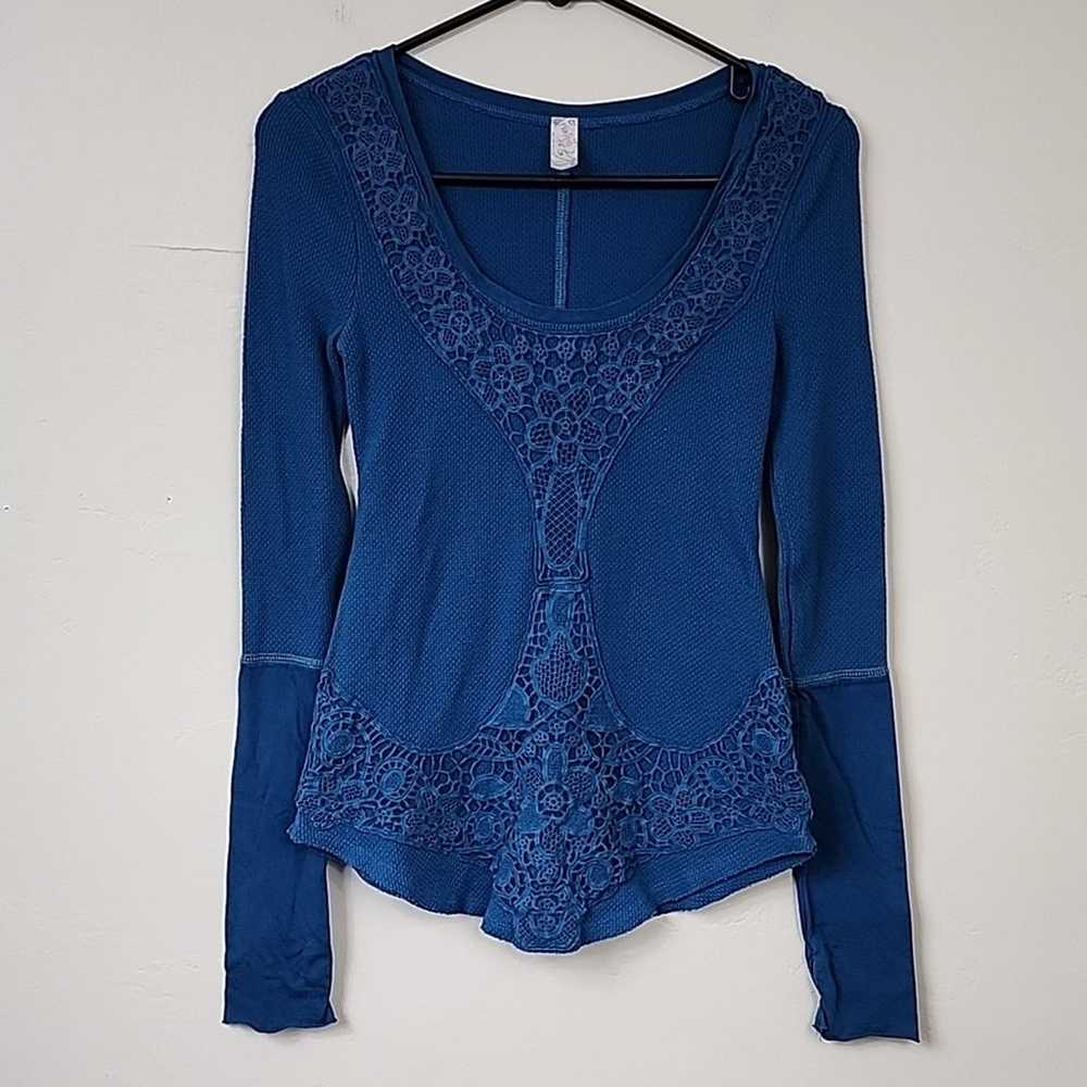 Free People Vintage Blue Rose Garden Thermal - image 3