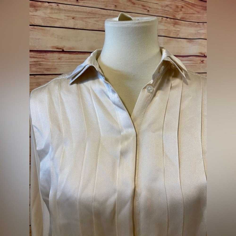 Vintage ESCADA Off White Silk Long Sleeve Blouse,… - image 2