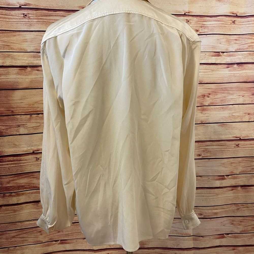 Vintage ESCADA Off White Silk Long Sleeve Blouse,… - image 5