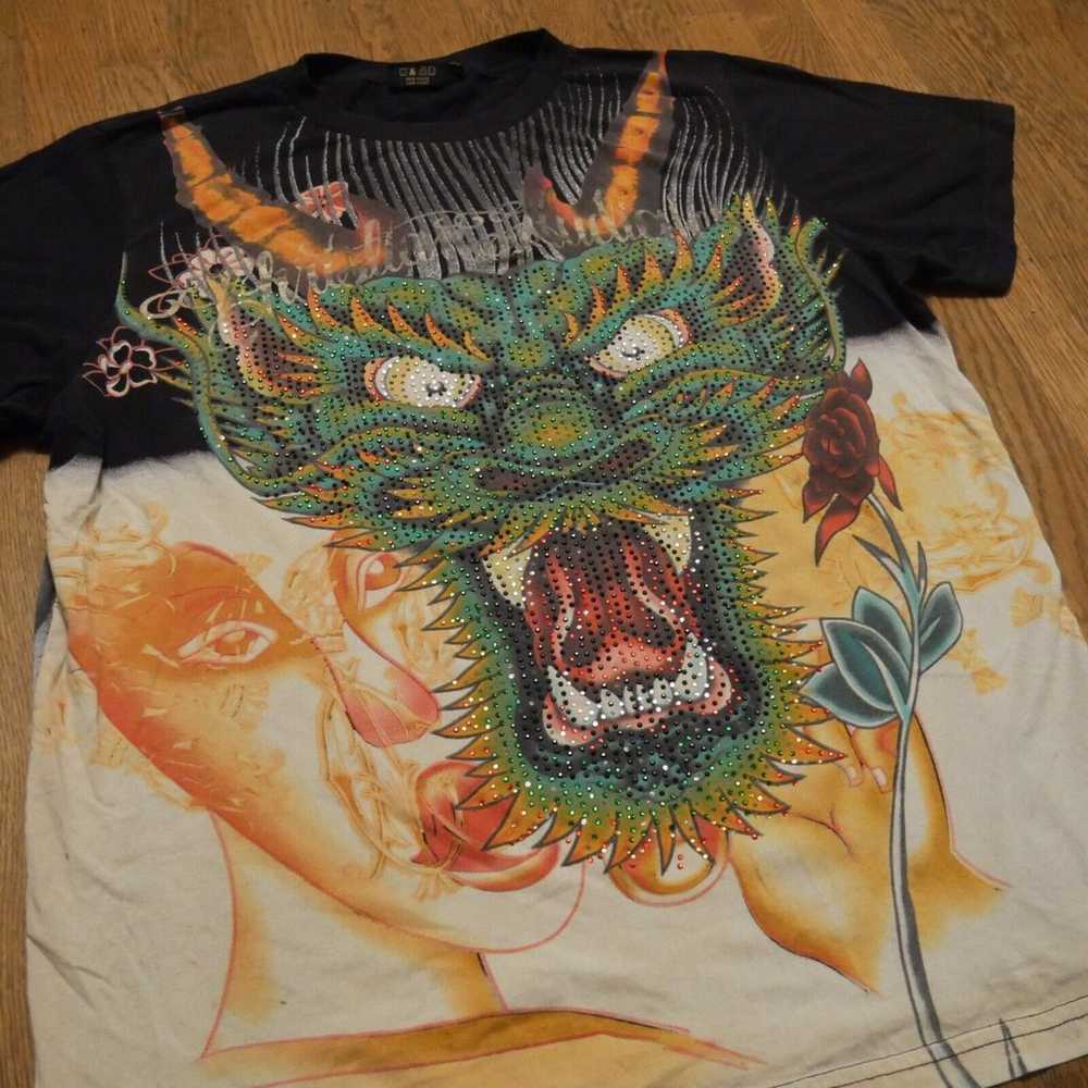 Christian Audigier Y2K Vintage Dragon Devil bedaz… - image 1