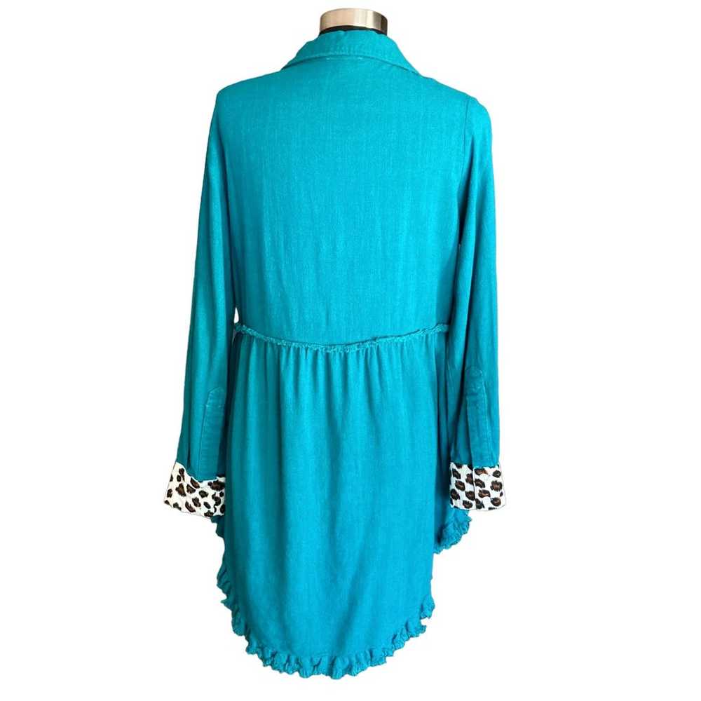 Umgee Linen Blend Green Leopard Contrast Tunic Dr… - image 5