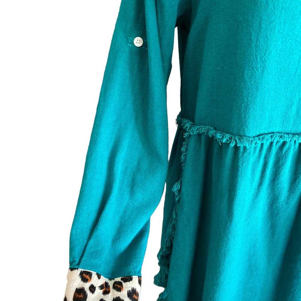 Umgee Linen Blend Green Leopard Contrast Tunic Dr… - image 7