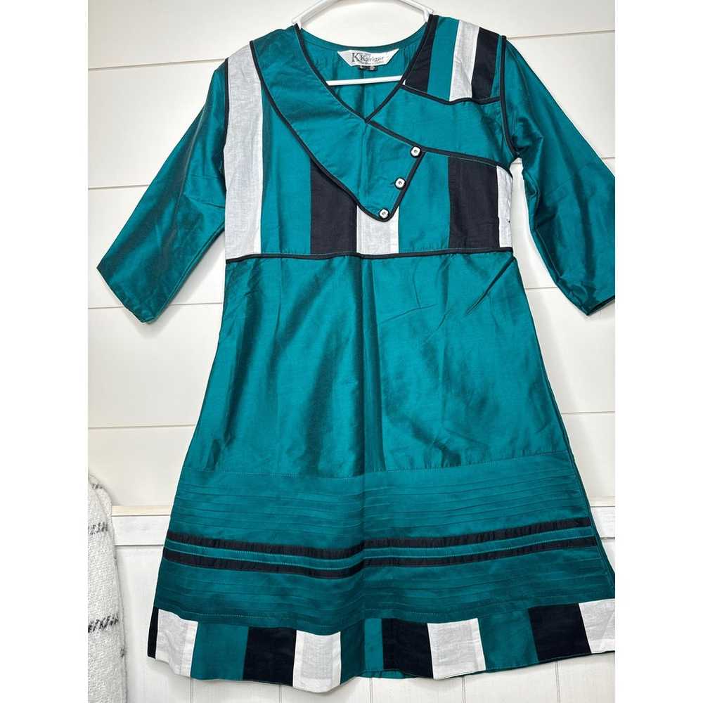 Karigar Design Studio Unique A-Line Dress - Teal/… - image 1