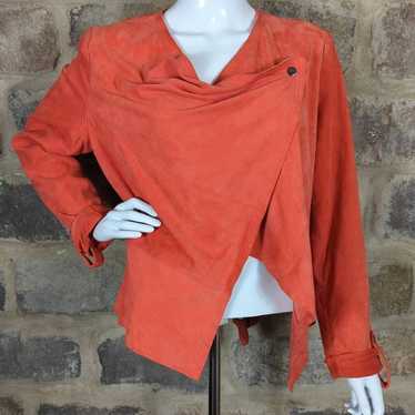 Vakko Vakko Orange Suede Snap Close Jacket Size L… - image 1