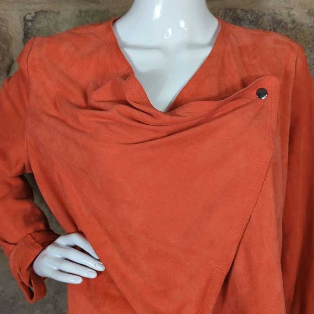 Vakko Vakko Orange Suede Snap Close Jacket Size L… - image 2